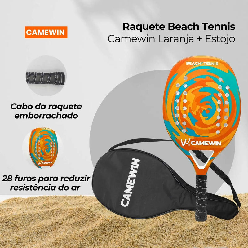 Raquete De Beach de Tennis Camewin Raquete profissional com capa protetora de lançamento Raquete de Tênis de Praia