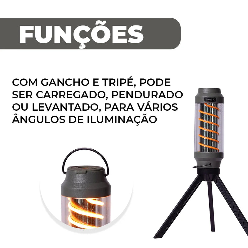 Iluminação longa portátil ultraleve à prova d'água recarregável LED Mini luz de acampamento BASK