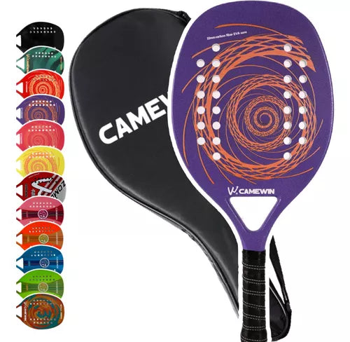 Raquete Beach Tennis Camewin - 50% Carbono 50% Fibra Vidro Cor Vermelha