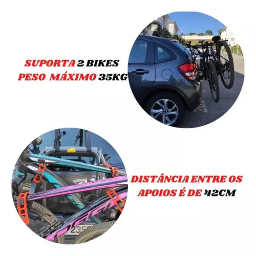 Suporte Universal Transbike Para 2 Bikes Apoio Fixo Sedan Hatch Aço True Cor Preto