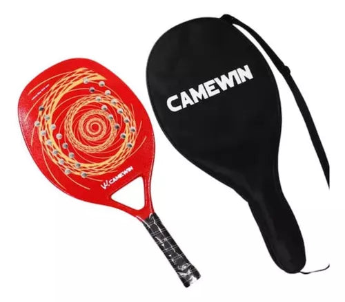 Raquete Beach Tennis Camewin - 50% Carbono 50% Fibra Vidro Cor Vermelha