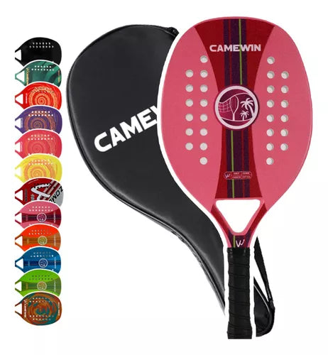 Raquete Beach Tennis Camewin - 50% Carbono 50% Fibra Vidro Cor Vermelha