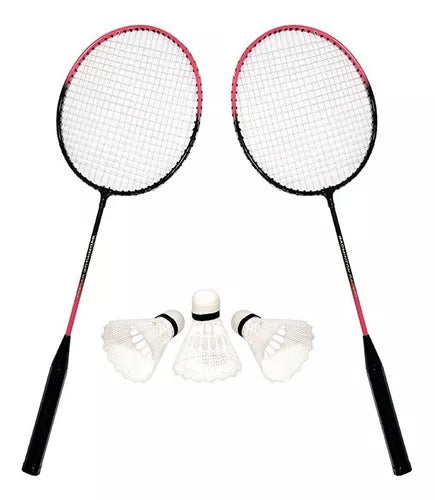 Kit Badminton 2 Raquetes + 3 Petecas C/ Bolsa Kit Completo