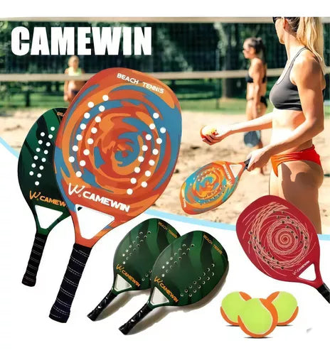 Raquete Beach Tennis Camewin - 50% Carbono 50% Fibra Vidro Cor Vermelha