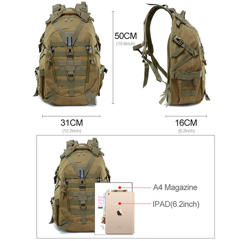 Mochila De Acampamento Esportiva 40l bolsa masculina sacos de viagem tático molle escalada caminhadas ao ar livre reflexivo ombro saco de pesca