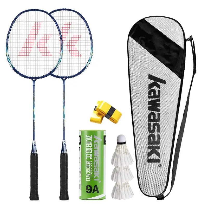 Conjunto de Badminton Kawasaki com 2 raquetes de badminton, 3 petecas e bolsa de transporte para badminton para prática de badminton