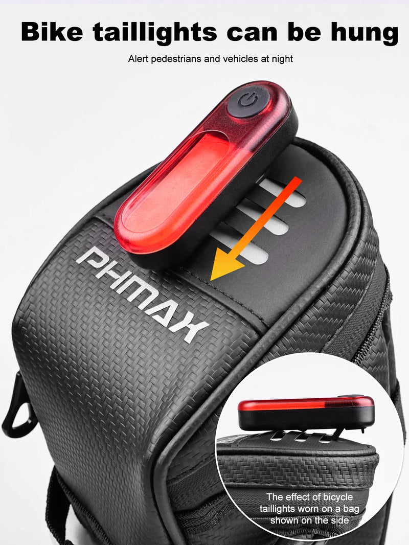 Bolsa de Sela De Bicicleta Reflexiva PHMAX, grande capacidade, à prova d'água