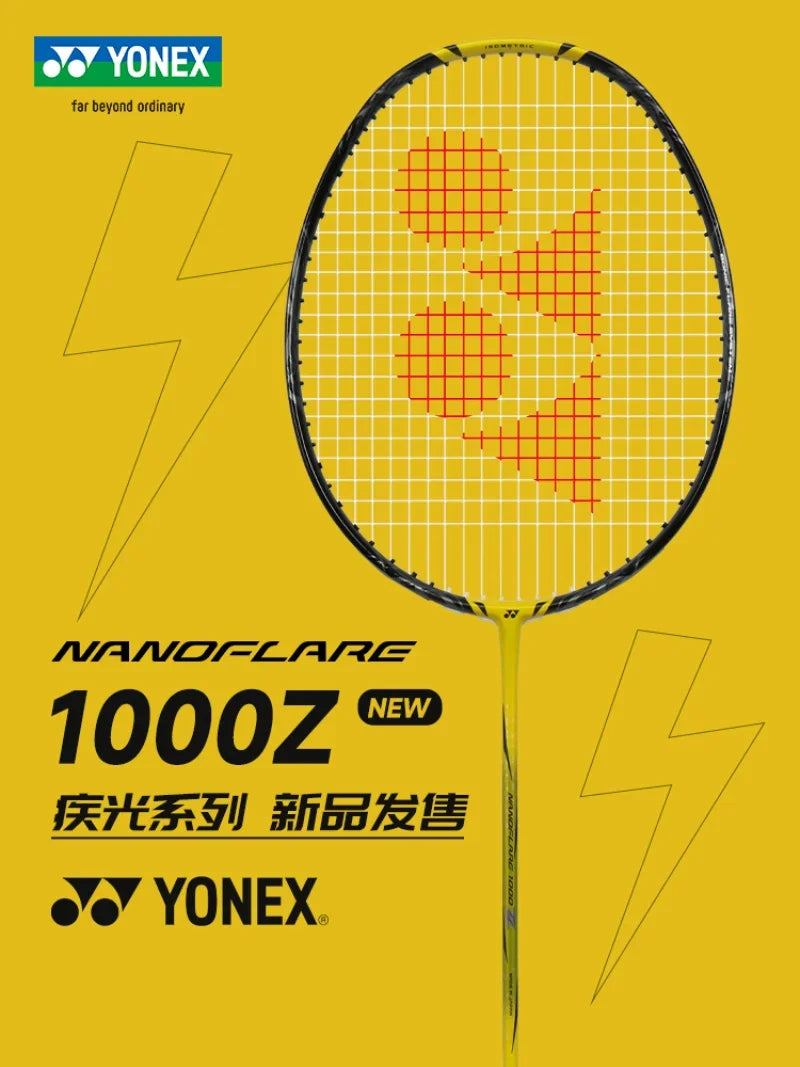 Raquete de Badminton Yonex Ultraleve Fibra de Carbono Flash NF 1000Z Amarelo Tipo de Velocidade Maior Balanço Profissional