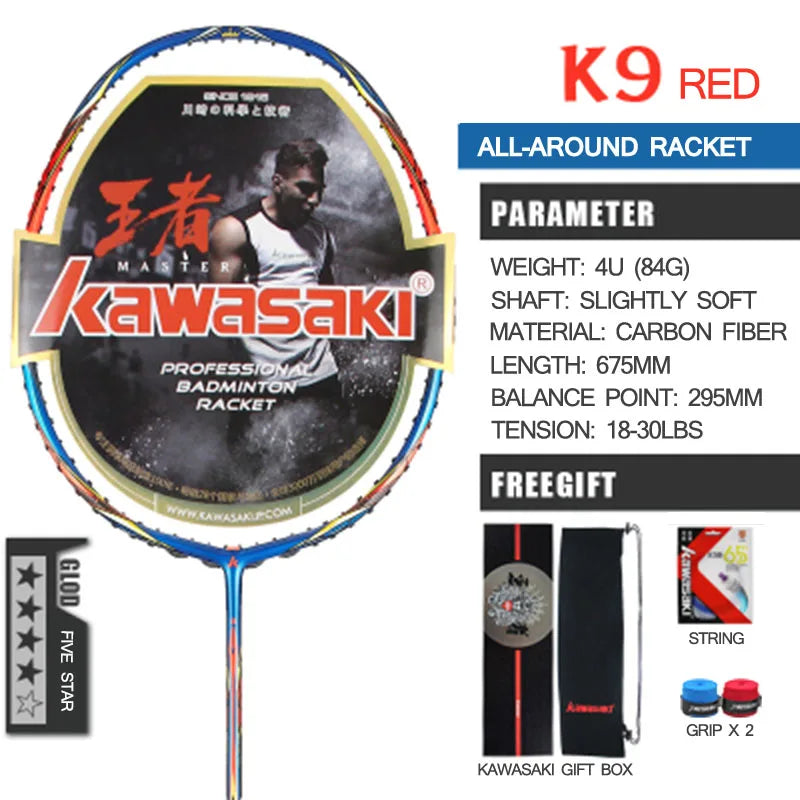 Raquete de Badminton Profissional Kawasaki KING K9 4U T-Join Power All-around