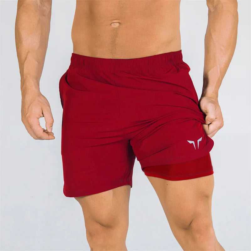 Shorts Esportivos Fitness de Dois Andares Masculino