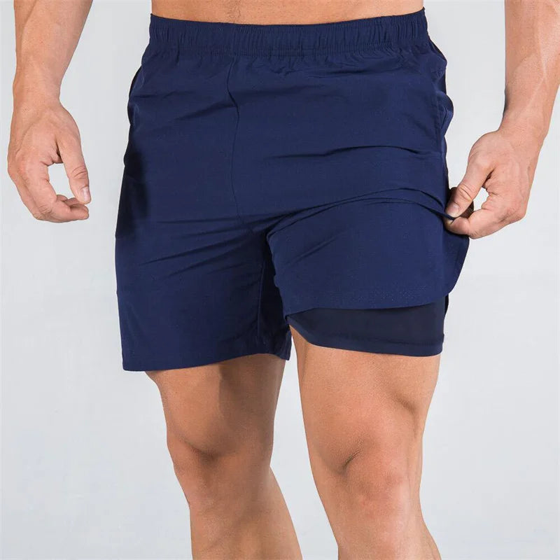 Shorts Esportivos Fitness de Dois Andares Masculino