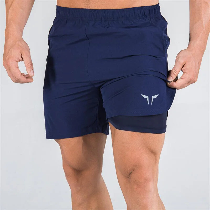 Shorts Esportivos Fitness de Dois Andares Masculino