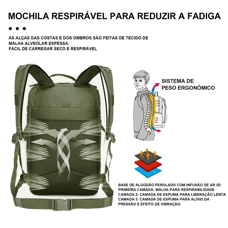 Mochila Tática Militar, À Prova d'água, 45L