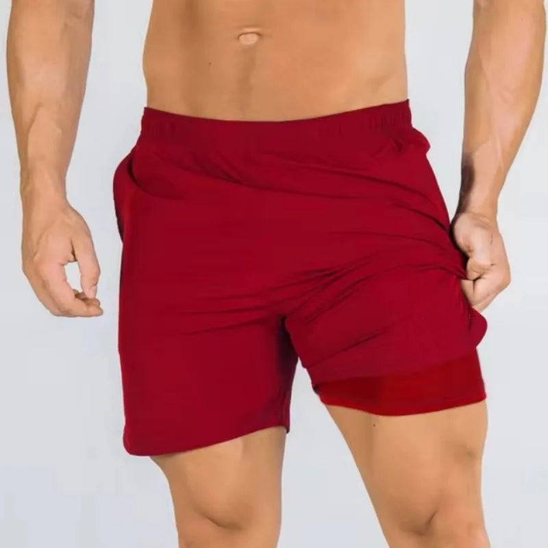 Shorts Esportivos Fitness de Dois Andares Masculino