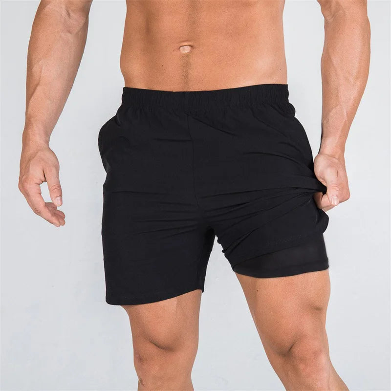 Shorts Esportivos Fitness de Dois Andares Masculino