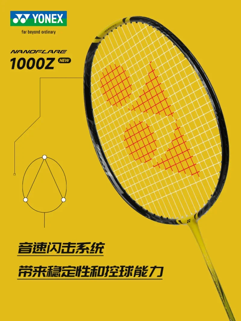 Raquete de Badminton Yonex Ultraleve Fibra de Carbono Flash NF 1000Z Amarelo Tipo de Velocidade Maior Balanço Profissional